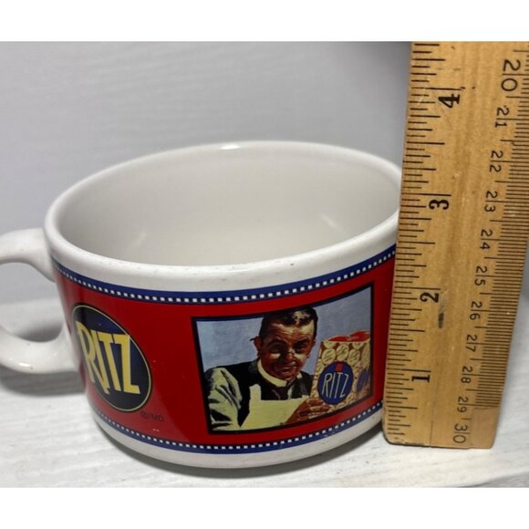 Vintage Ritz & Premium Plus Ceramic Mug Red White Retro Advertising 8 Oz - Picture 10 of 10